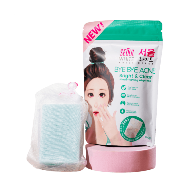 Seoul White Korea Bye Bye Acne Bright & Clear Pimple-Fighting Whip Soap 120g
