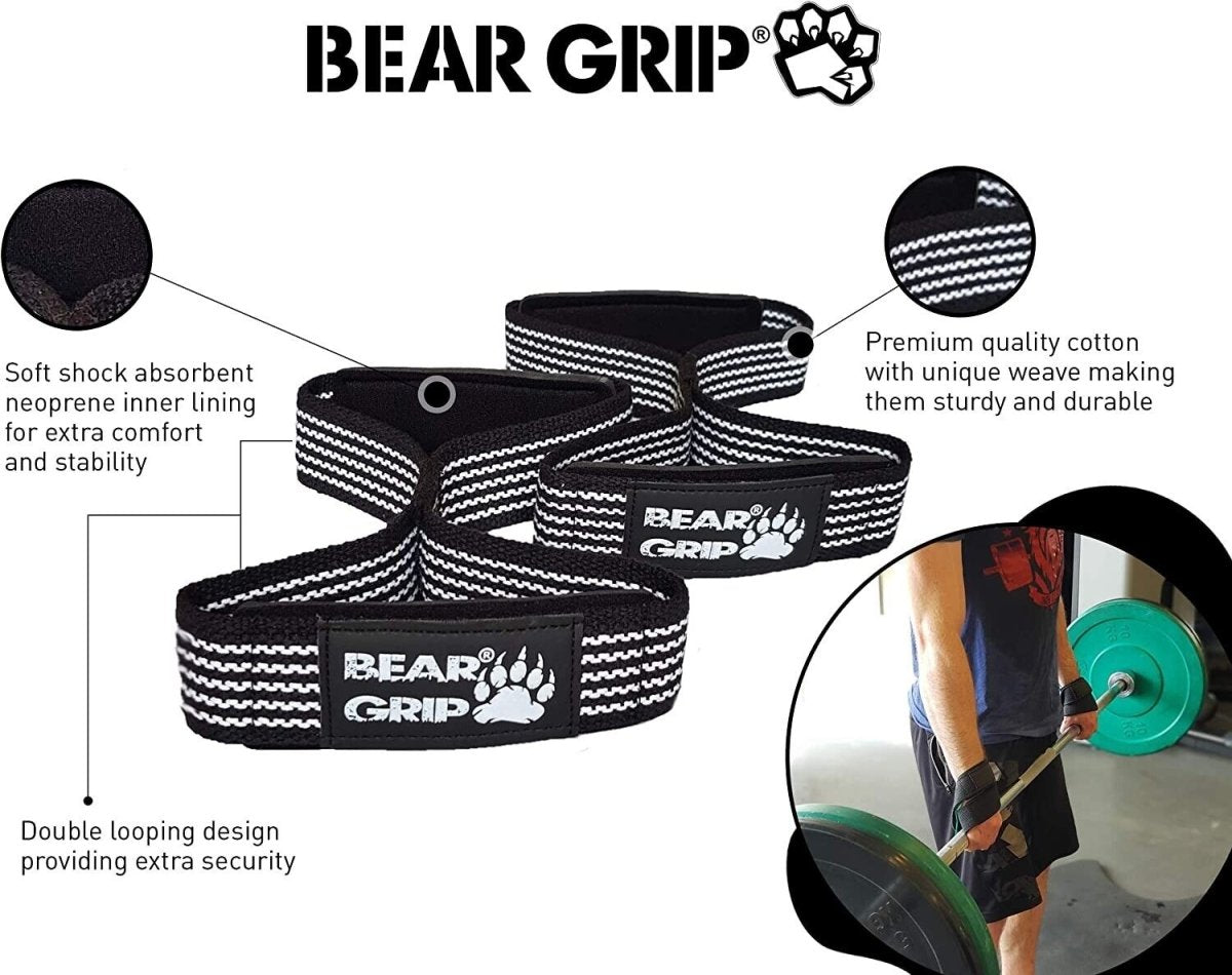 Bear Grip - Premium Figure 8 Weight Lifting Straps (Sold in Pairs) - La Para London