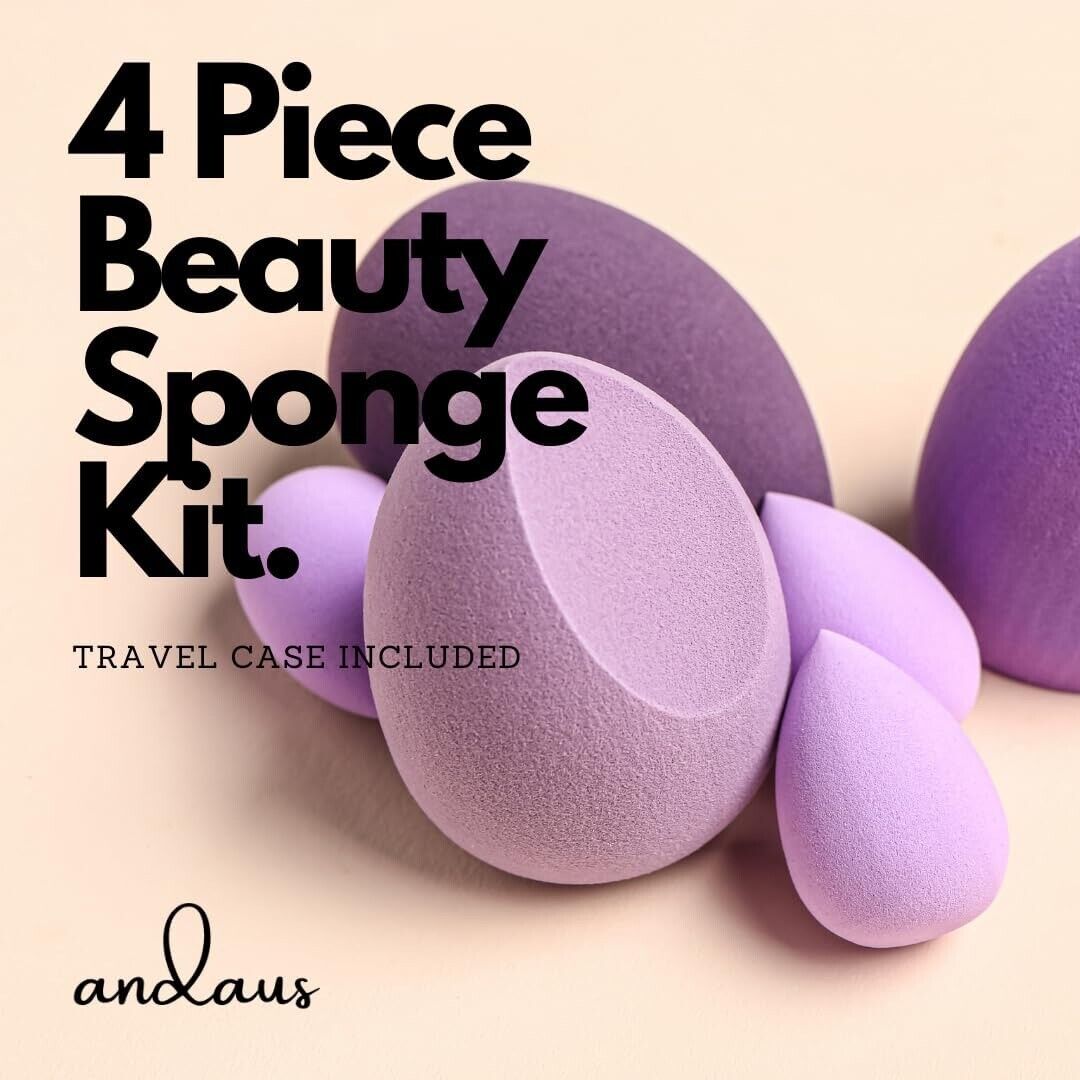 ANDAUS Beauty Makeup Sponge Kit - 4 Travel Pack Blender Foundation Sponges - La Para London