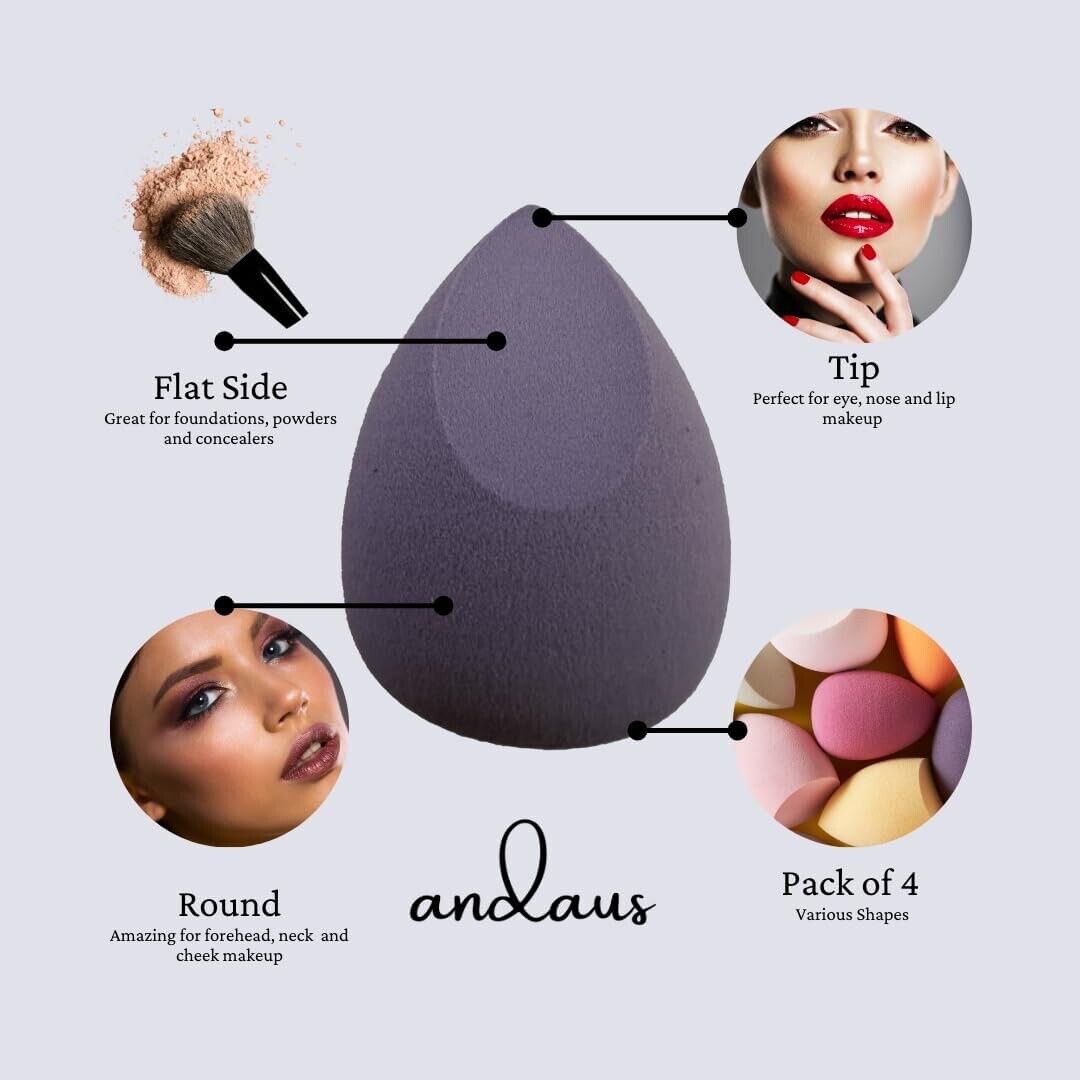 ANDAUS Beauty Makeup Sponge Kit - 4 Travel Pack Blender Foundation Sponges - La Para London