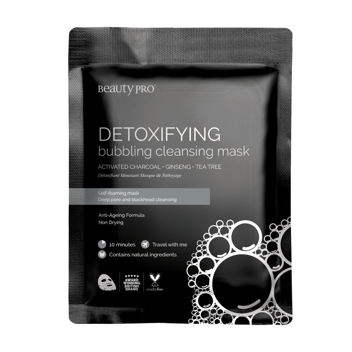 Beauty Pro DETOXIFYING Bubbling Cleansing Sheet Mask with Activated Charcoal - La Para London