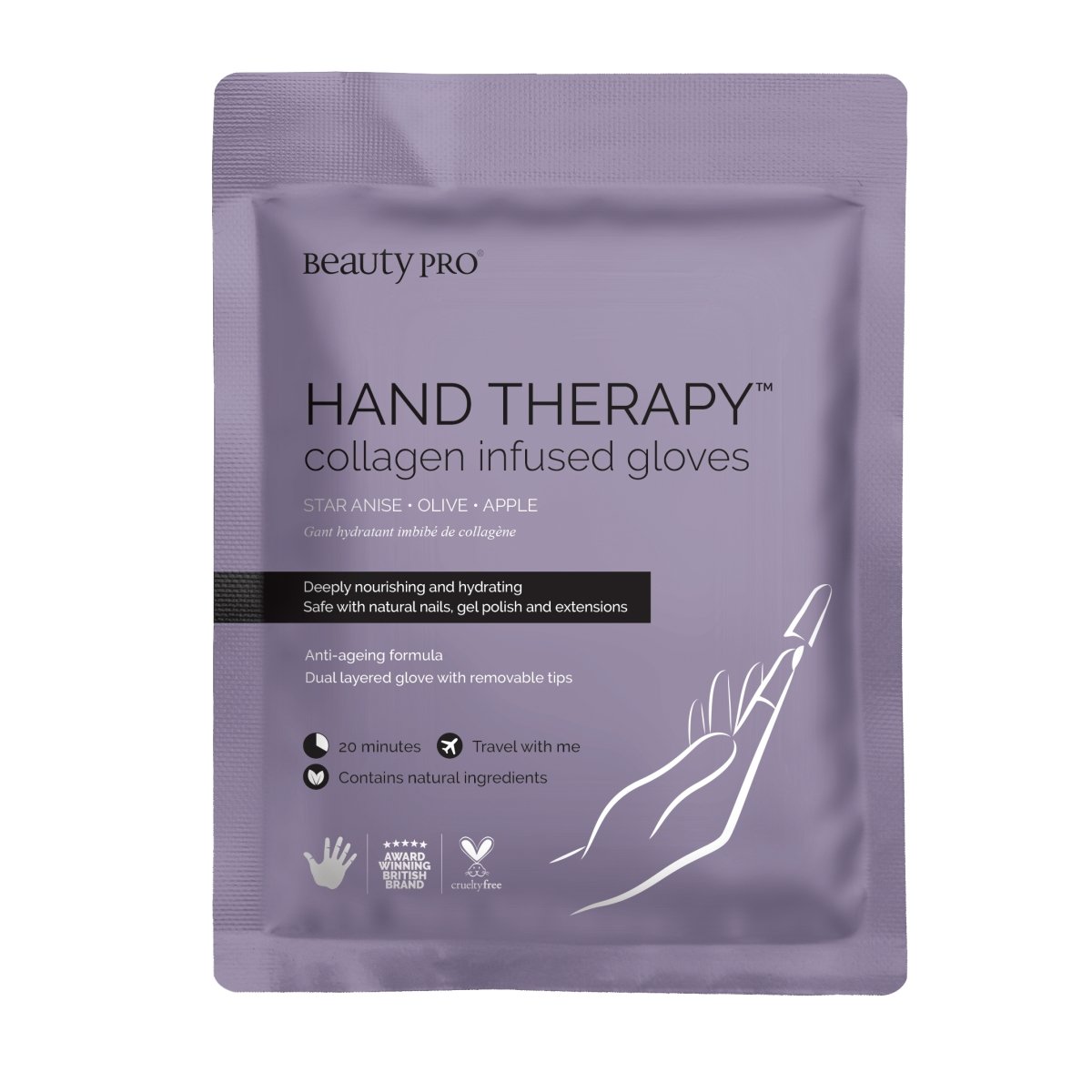 Beauty Pro HAND THERAPY Collagen Infused Glove with Removable Finger Tips - La Para London