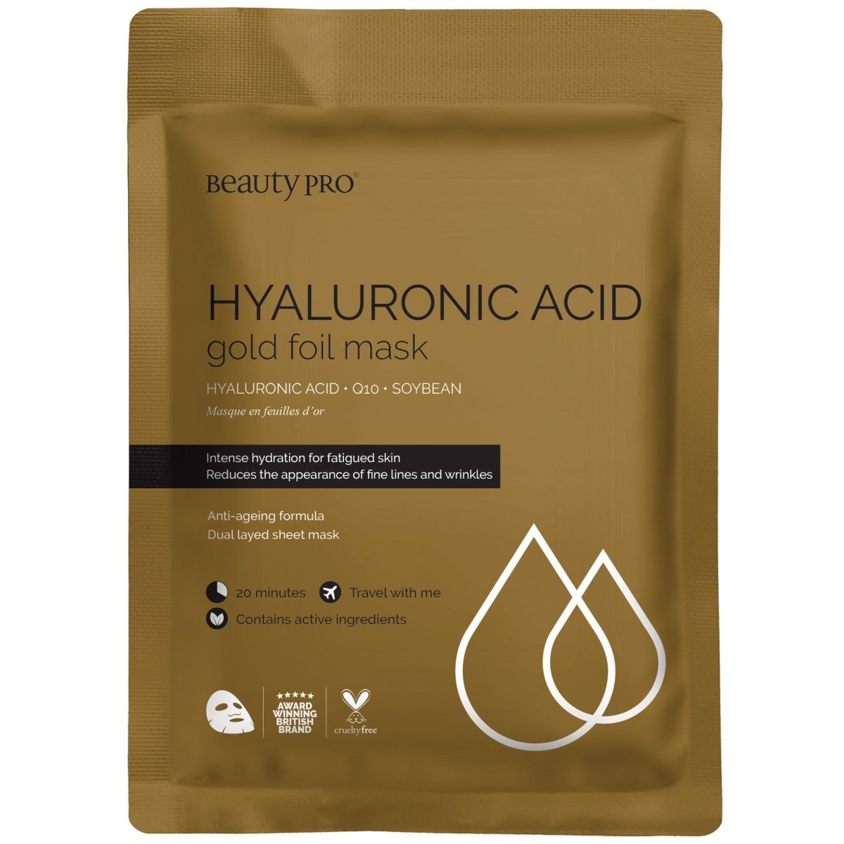 Beauty Pro HYALURONIC ACID Gold Foil Mask - La Para London