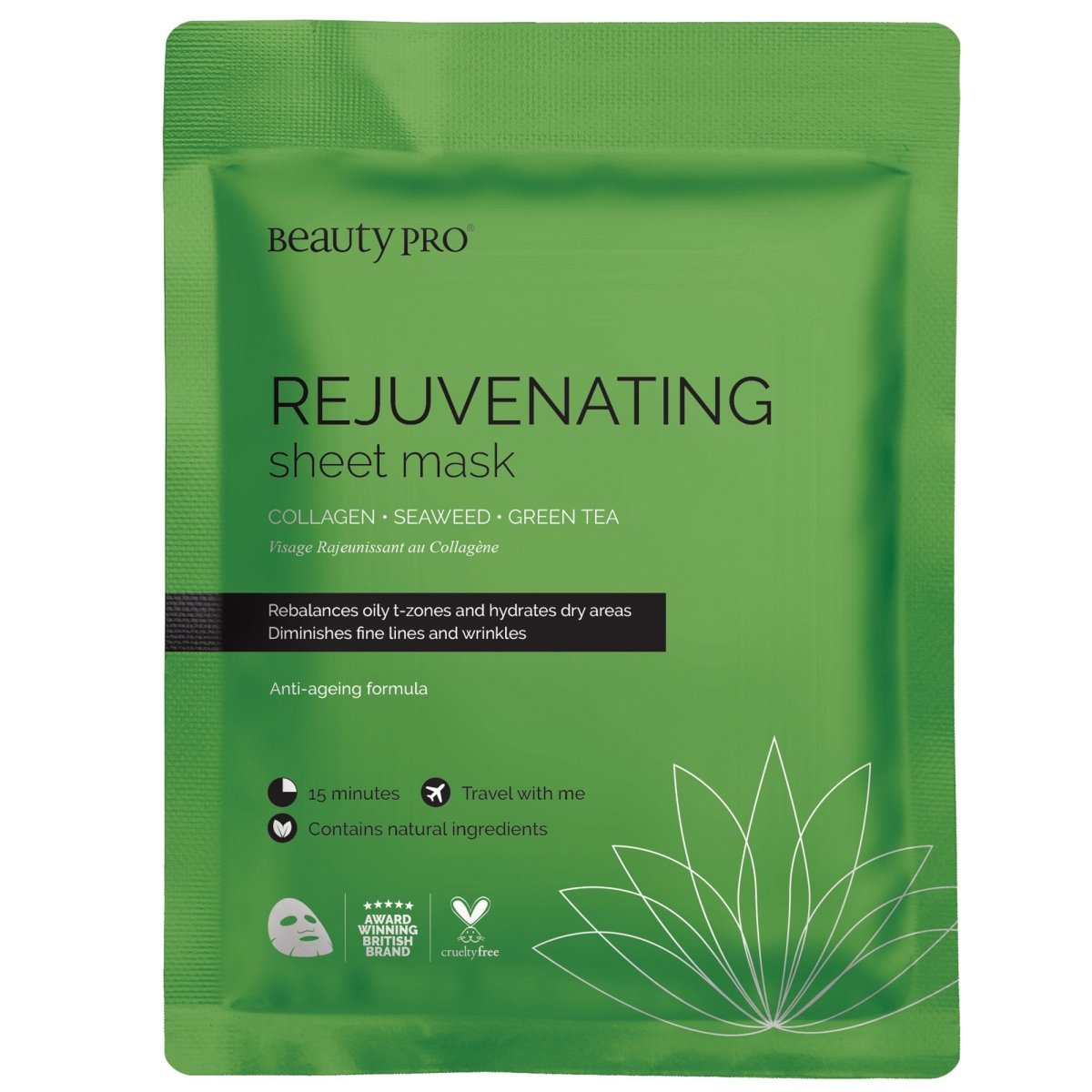 Beauty Pro REJUVENATING Collagen Sheet Mask with Green Tea Extract - La Para London