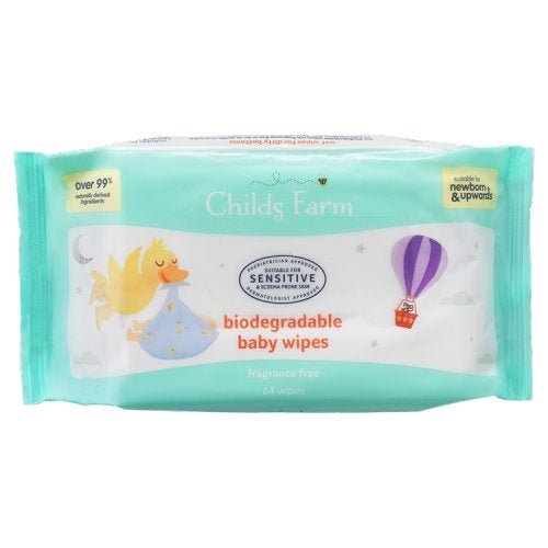 Childs Farm Biodegradable Baby Wipes Unfragranced 64 Pack - La Para London