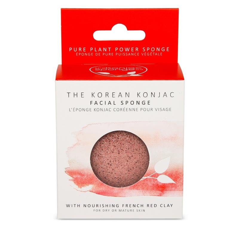 Konjac Sponge Co Premium Facial Puff Sponge with French Red Clay (Dry or Mature Skin) - La Para London