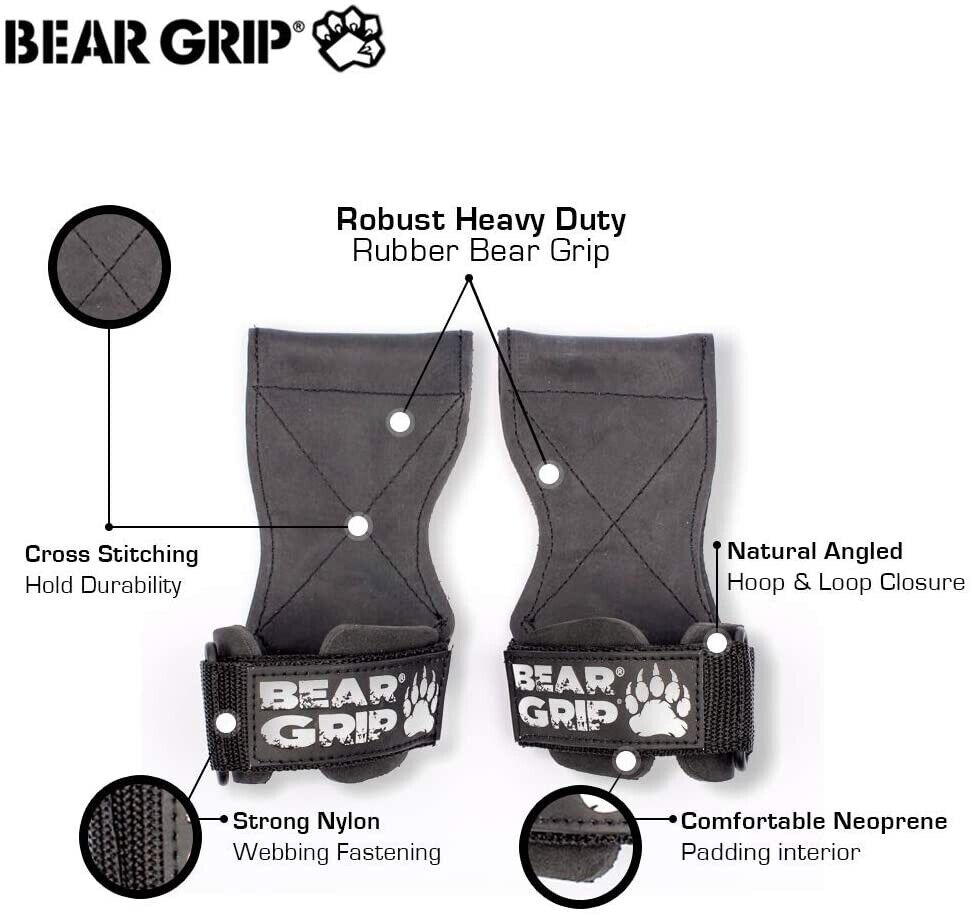 BEAR GRIP® - Multi Grip Straps/Hooks, Premium Heavy Duty Weight Lifting Straps