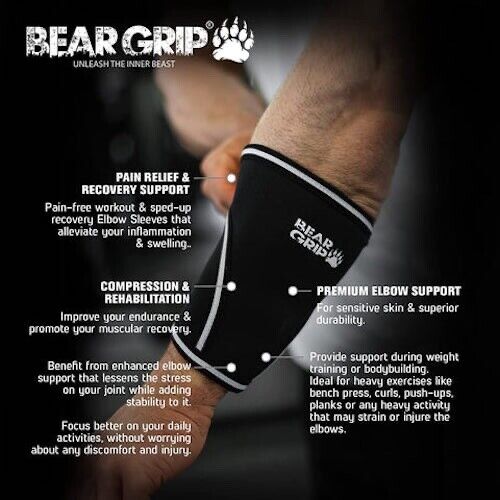 BEAR GRIP® - Premium 5mm Elbow Support Sleeves